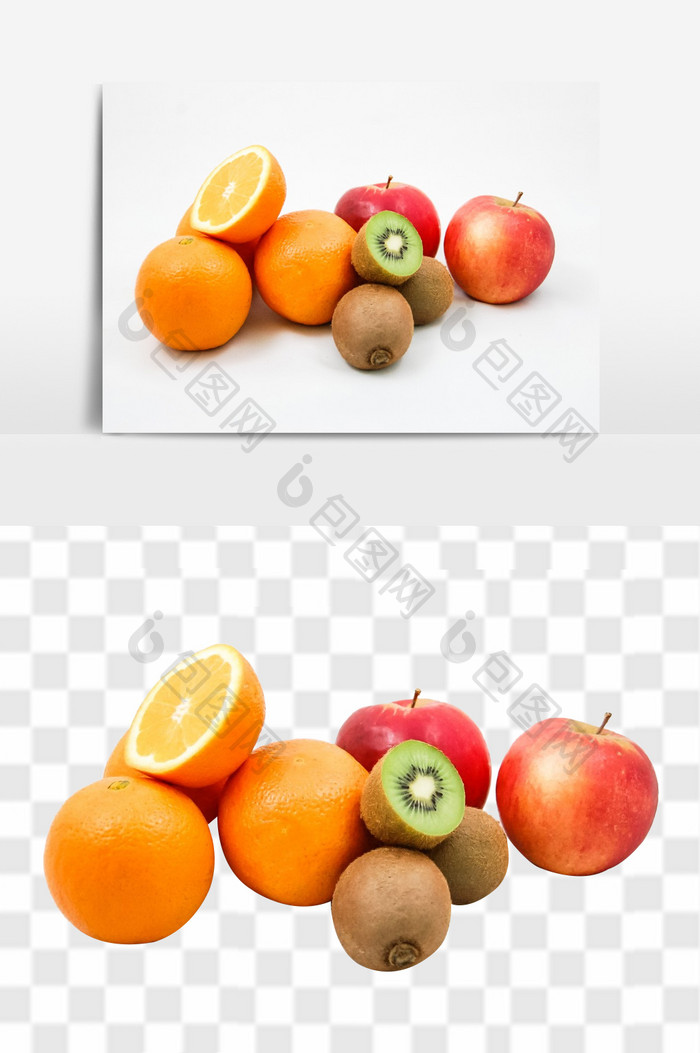 橙子猕猴桃苹果水果组合