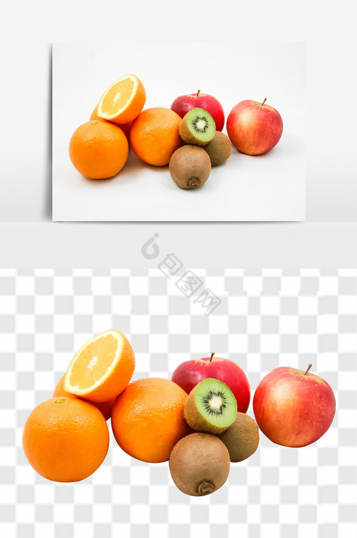橙子猕猴桃苹果水果组合图片