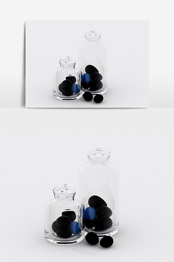 现代简约风艺术玻璃瓶装饰陈设饰品3d模型图片