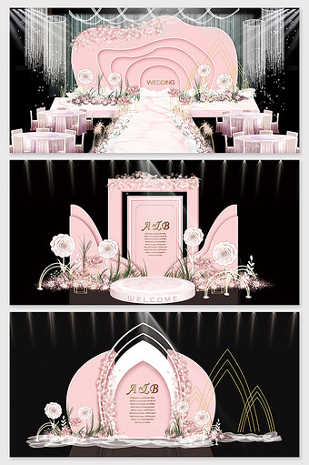 浪漫粉色花朵婚礼效果图图片