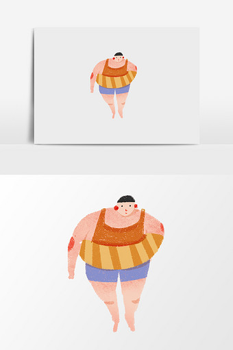 手绘胖女士插画元素图片