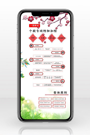 经典红色古色个税专项附加扣除信息长图图片