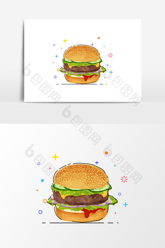 卡通汉堡包元素设计图片