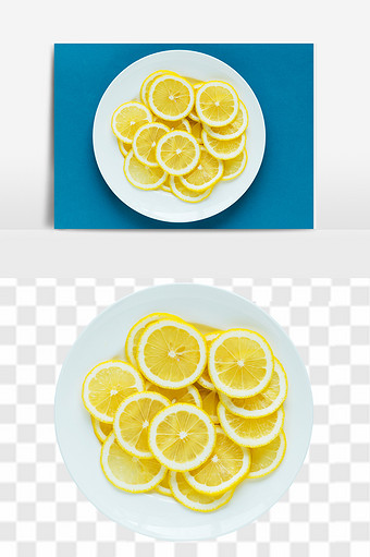 柠檬片盘子组合元素图片