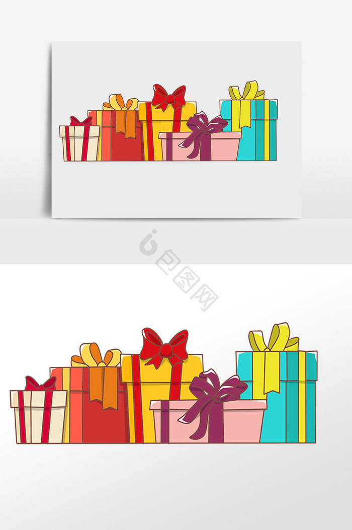 礼物彩色包装盒插画图片