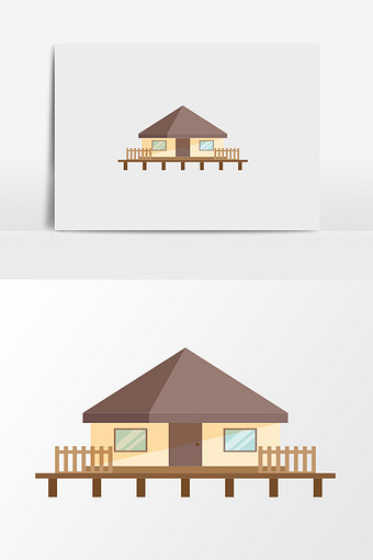 手绘小房屋插画元素图片