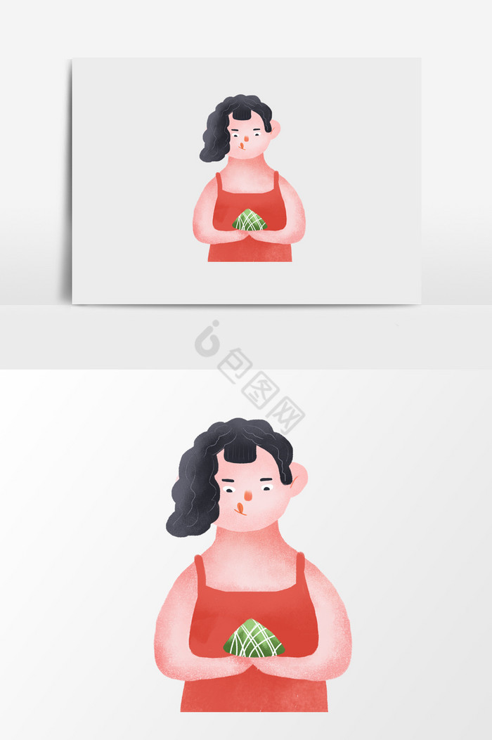 红背心女人插画图片