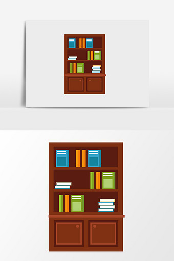 手绘书柜插画元素图片
