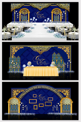 蓝色巴洛克城堡奢华主题婚礼效果图