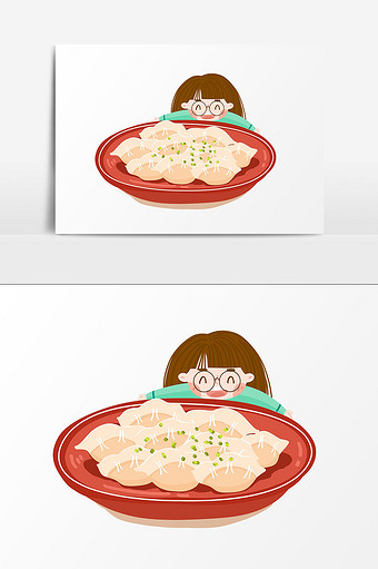 女孩子饺子元素设计图片