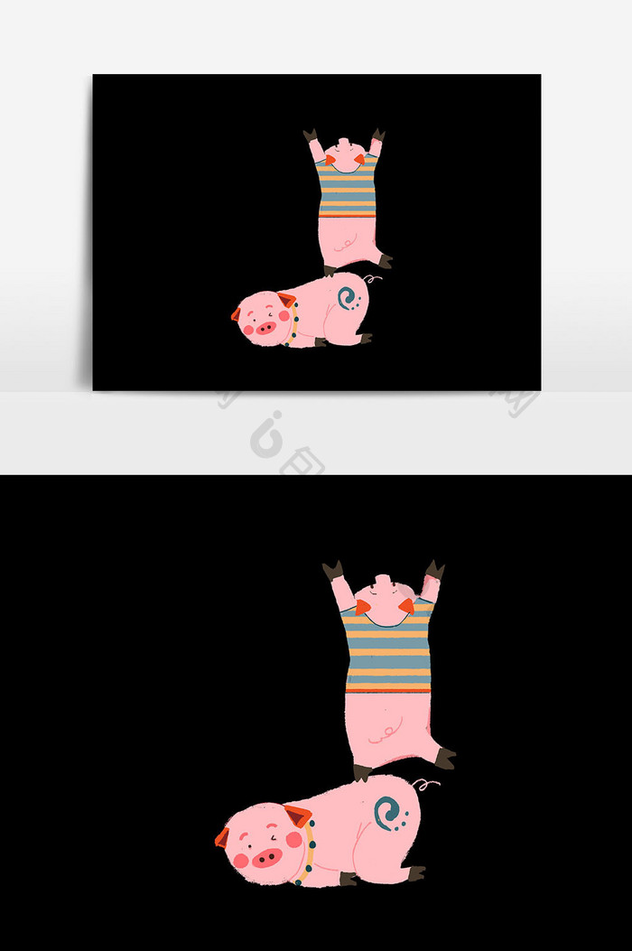 卡通可爱小猪元素设计