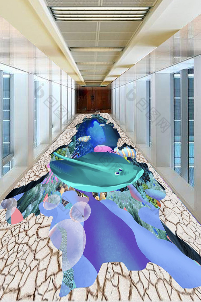海豚地板砖立体地板图片