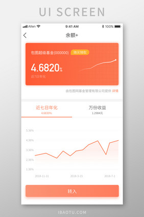 手机基金理财APP收益介绍页面