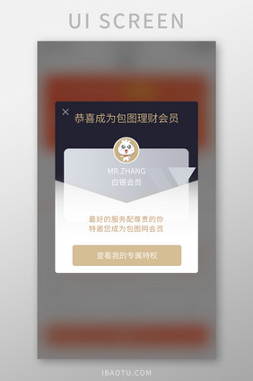 手机APP理财会员专属特权弹窗设计模板