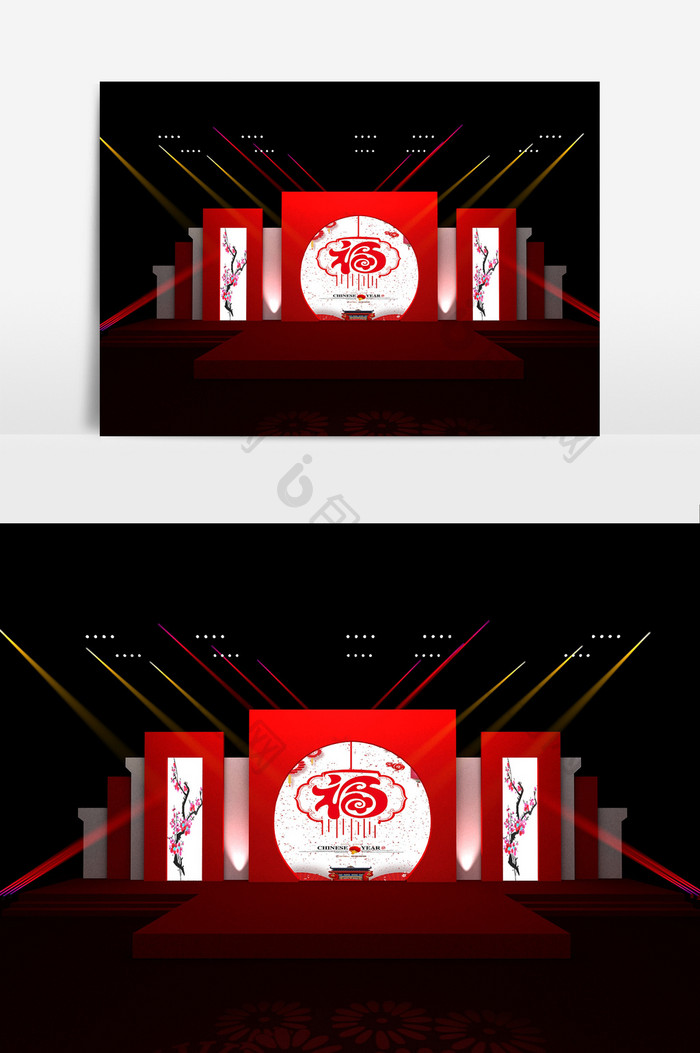 春节舞台造型设计模型