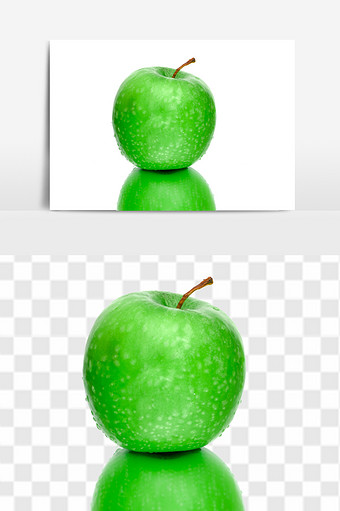新鲜青苹果组合元素图片