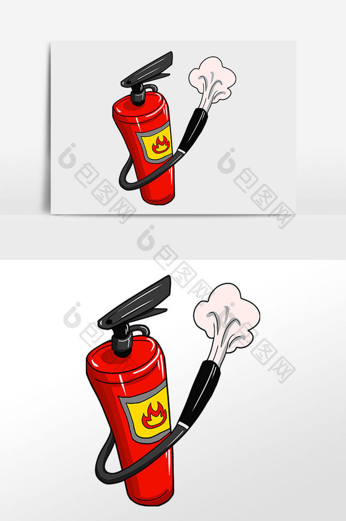 手绘消防安全器具干粉灭火器插画元素