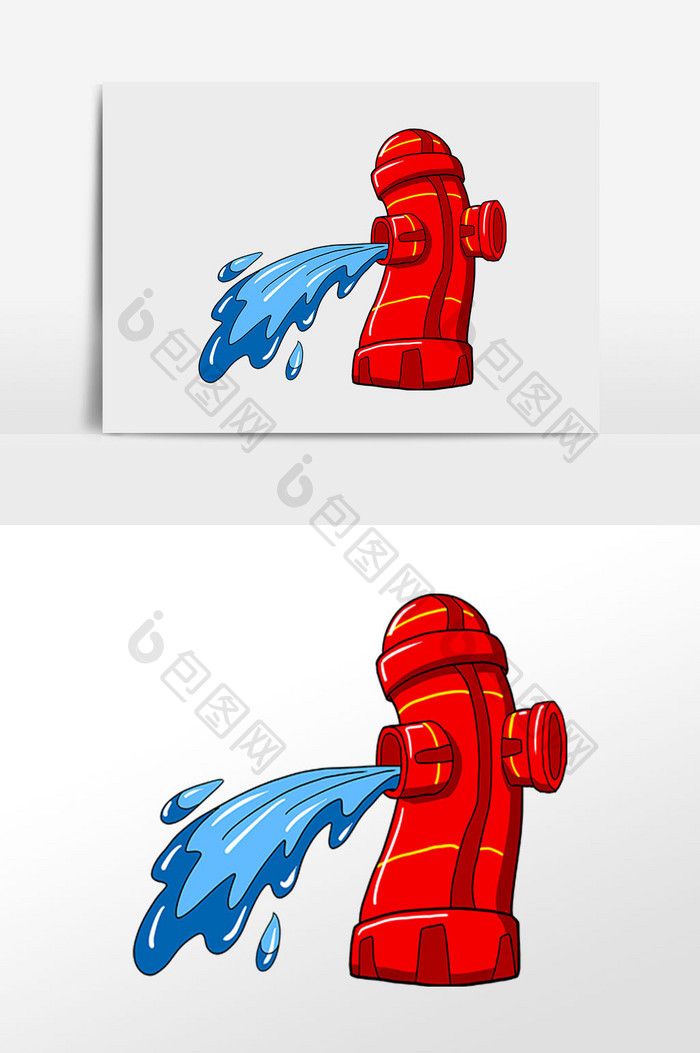 手绘消防安全器具喷水栓插画元素