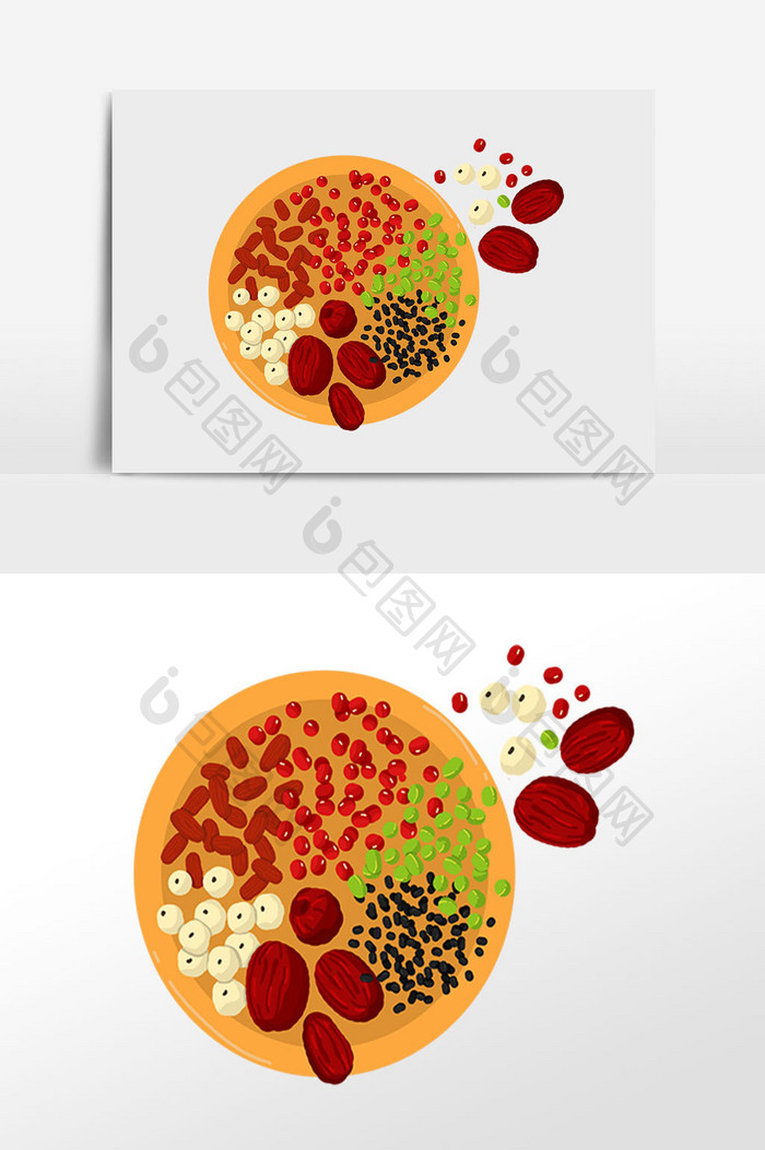 手绘腊八节腊八粥食材插画元素