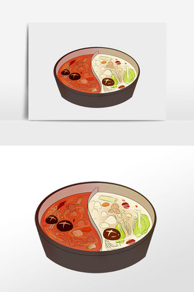 冬季鸳鸯锅火锅插画