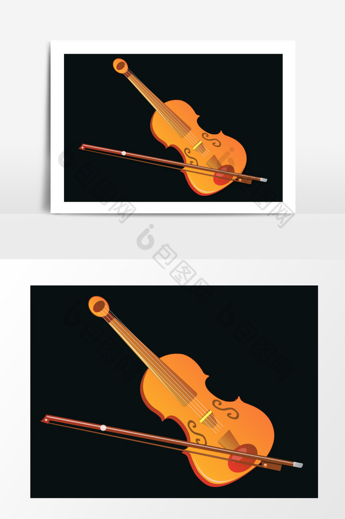 小提琴乐器矢量扁平素材