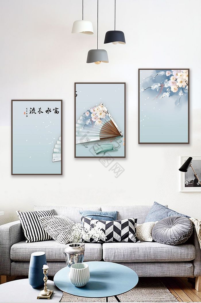 新中式抽象国画山水装饰画图片