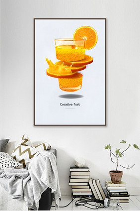 现代欧简创意水果柠檬餐饮果店装饰画