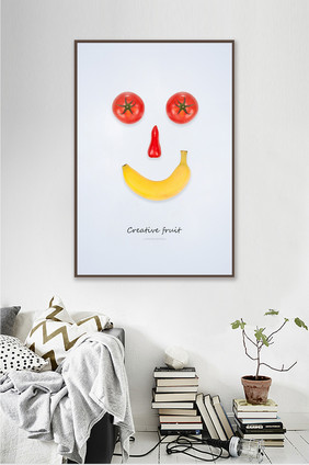 现代欧简创意水果小丑脸餐饮果店装饰画
