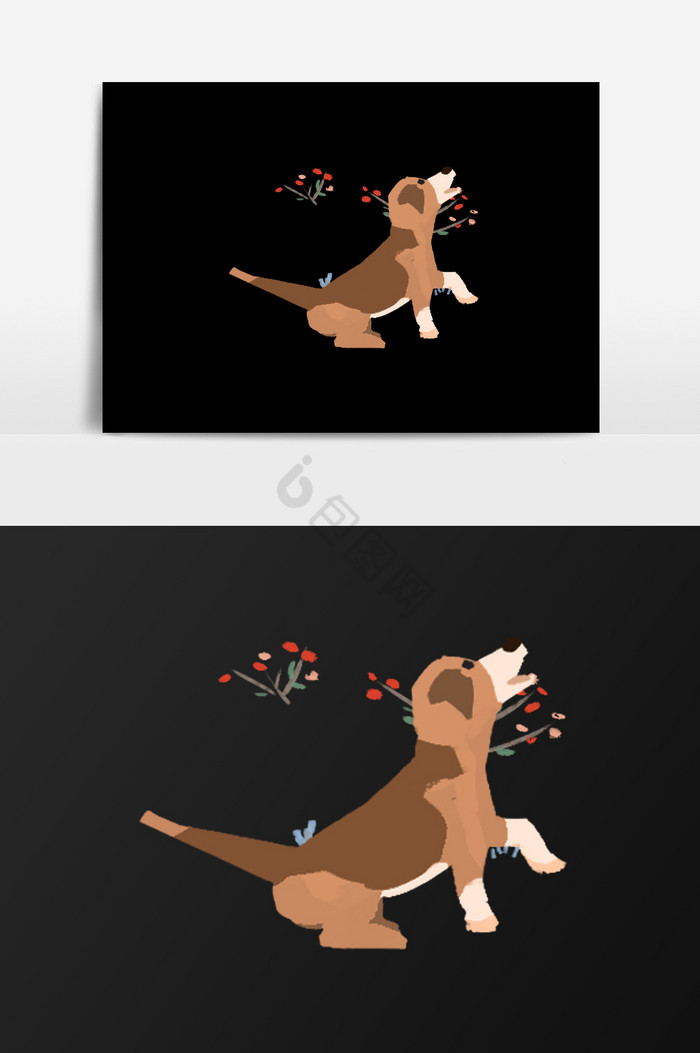 高兴的狗插画图片