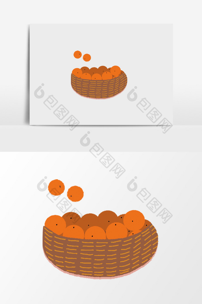 手绘一筐橘子插画元素