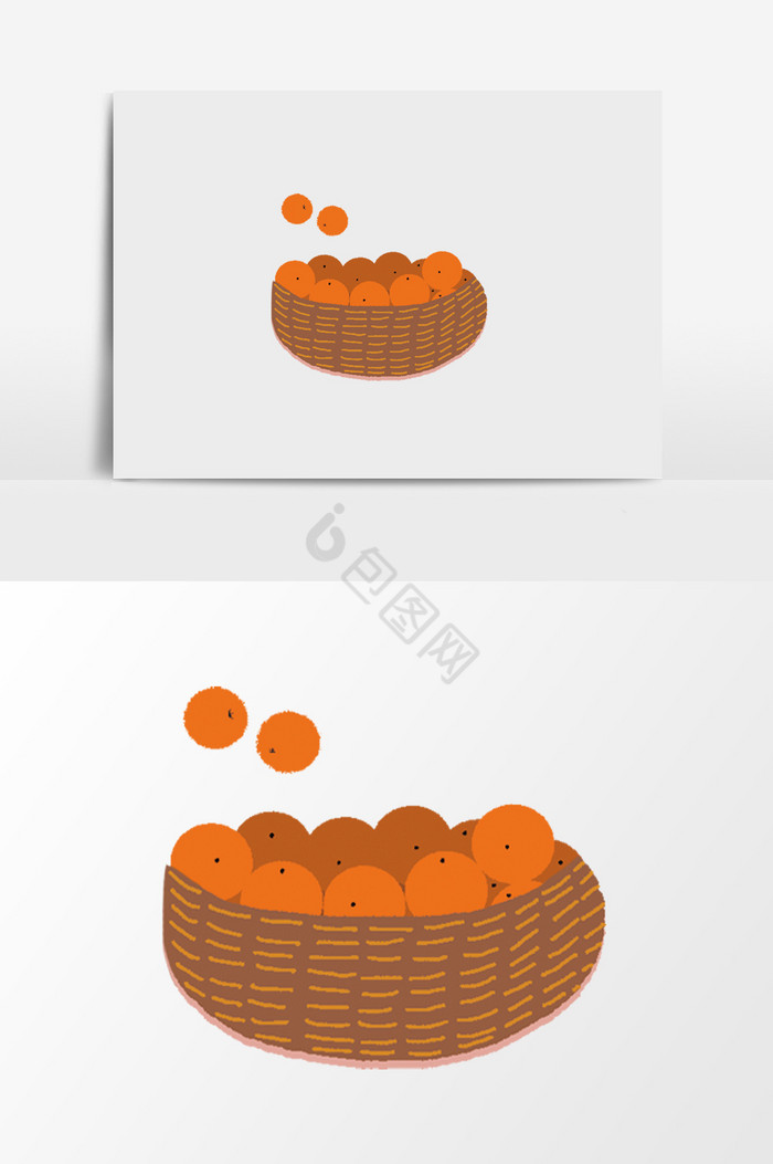 一筐橘子插画图片