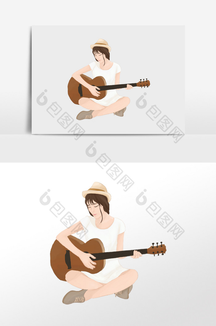 吉他弹唱插画素材