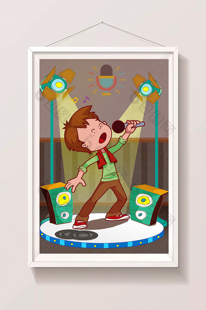 生活方式唱歌舞台ktv音响光效碟插画图片
