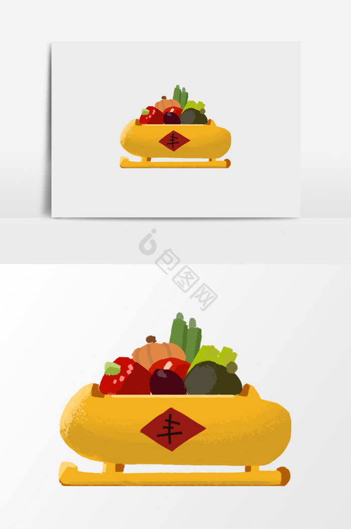 水果碗插画图片