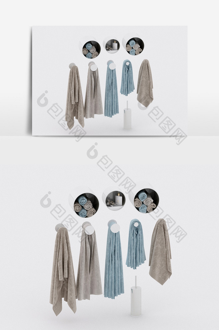 现代简约毛巾艺术品陈设饰品组合3d模型