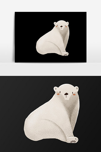 手绘大北极熊插画元素图片