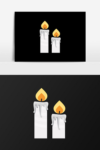 手绘两只蜡烛插画元素图片