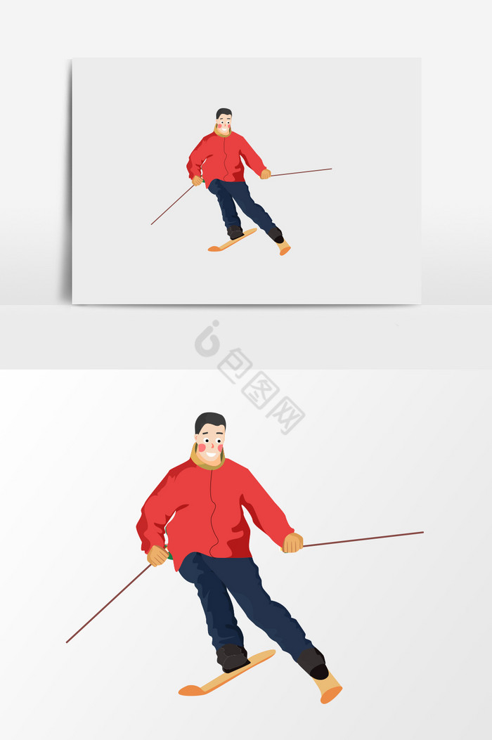滑雪男人插画图片