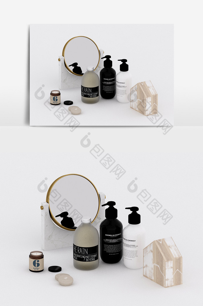 现代化妆品香水艺术品陈设饰品组合3d模型图片图片