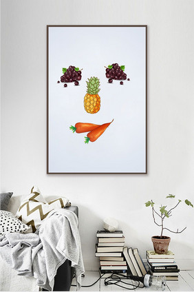 现代欧简创意水果笑脸餐饮果店装饰画