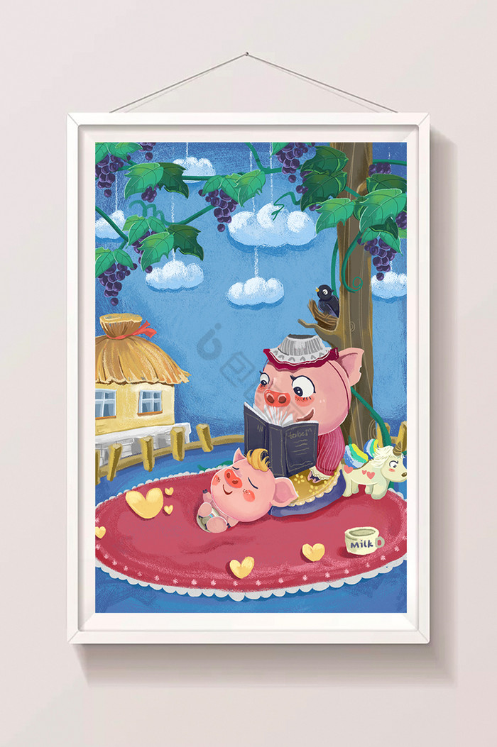 粉笔猪妈妈讲故事儿童画