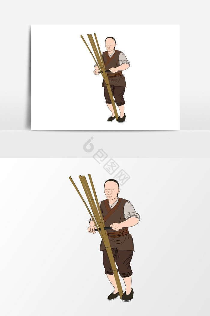 砍竹子男性形象图片