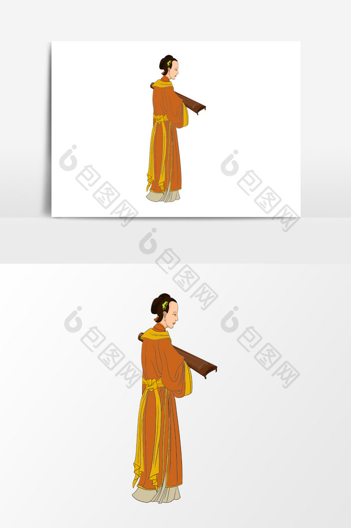 中国古代古琴人物形象元素