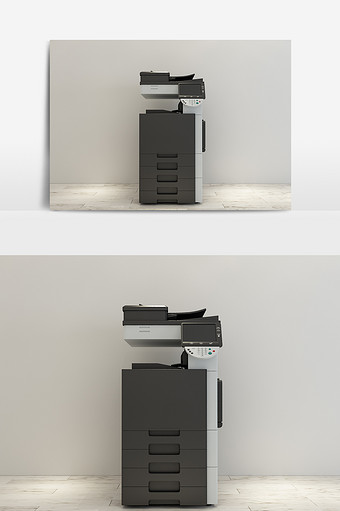 简约现代打印复印一体机模型图片