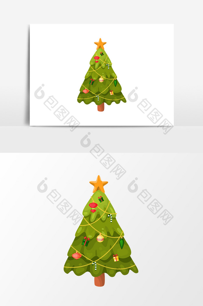 手绘圣诞树设计元素卡通