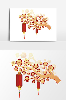 挂饰灯笼梅花元素设计