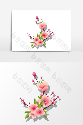 粉色梅花设计元素手绘图片