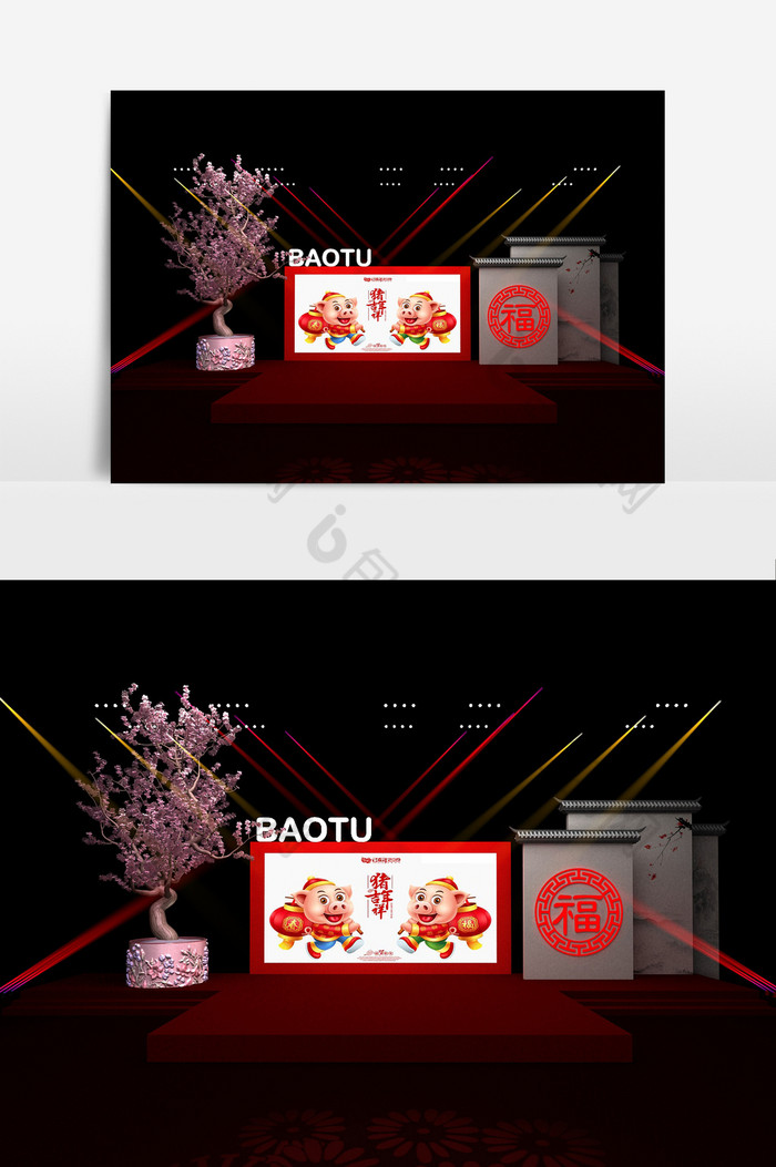 中式春节舞台造型设计图片图片