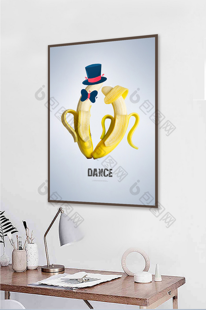 现代欧简创意水果香蕉人餐饮果店装饰画