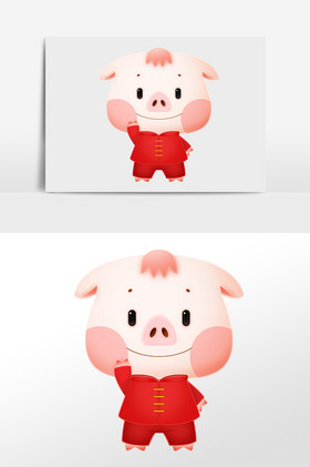 喜气洋洋的小猪插画